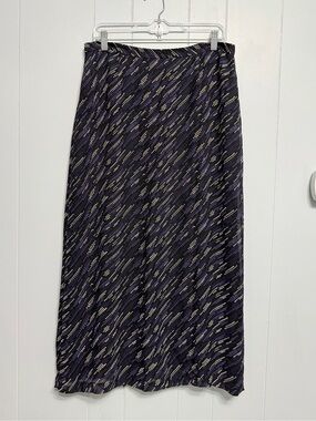 Casual Corner Black Maxi Skirt with Purple and Cream Dashes